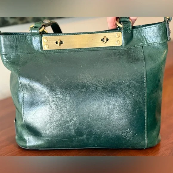 Patricia Nash Dark Green Genuine Leather Bag | Double Handles + Crossbody 🌲☘️ - Picture 8 of 15